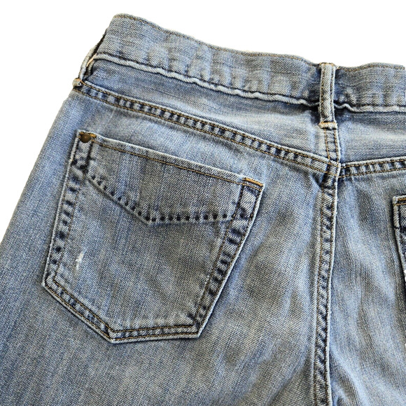 Eddie Bauer Jeans Womens 2 Button Fly Straight Distressed Embroidery Boho Y2K - Picture 10 of 12